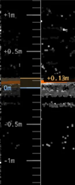 The object camera ruler showing a vertical adjustment at +0.13m