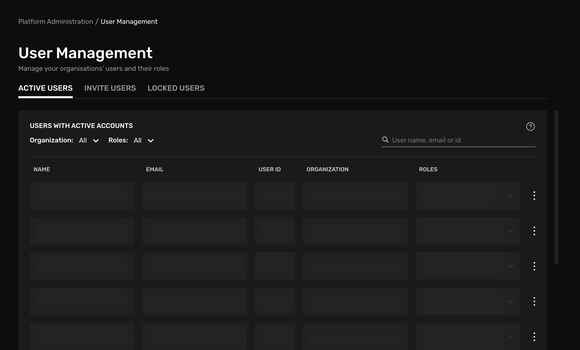 User managament can be found under Platform administration tab
