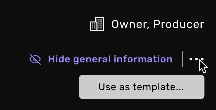 Accessing the "Use as template" option