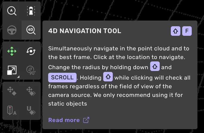 Left toolbar: 4D navigation