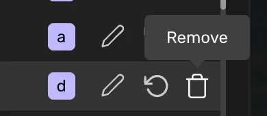 Press the trashcan to remove the keybinding Press the trashcan to remove the keybinding