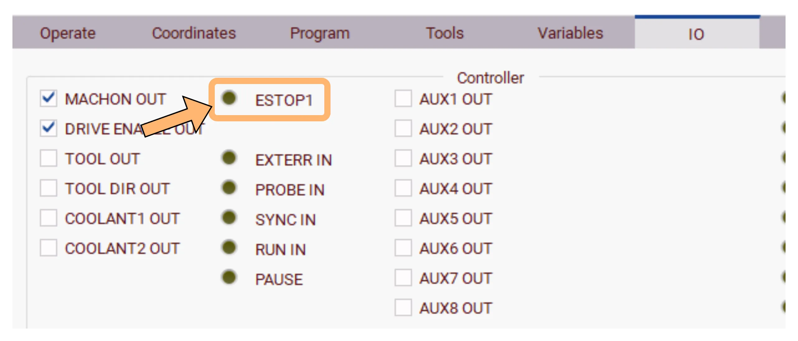 Check ESTOP input signal
