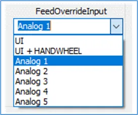 Setting up the analog control of feedrate Setting up the analog control of feedrate
