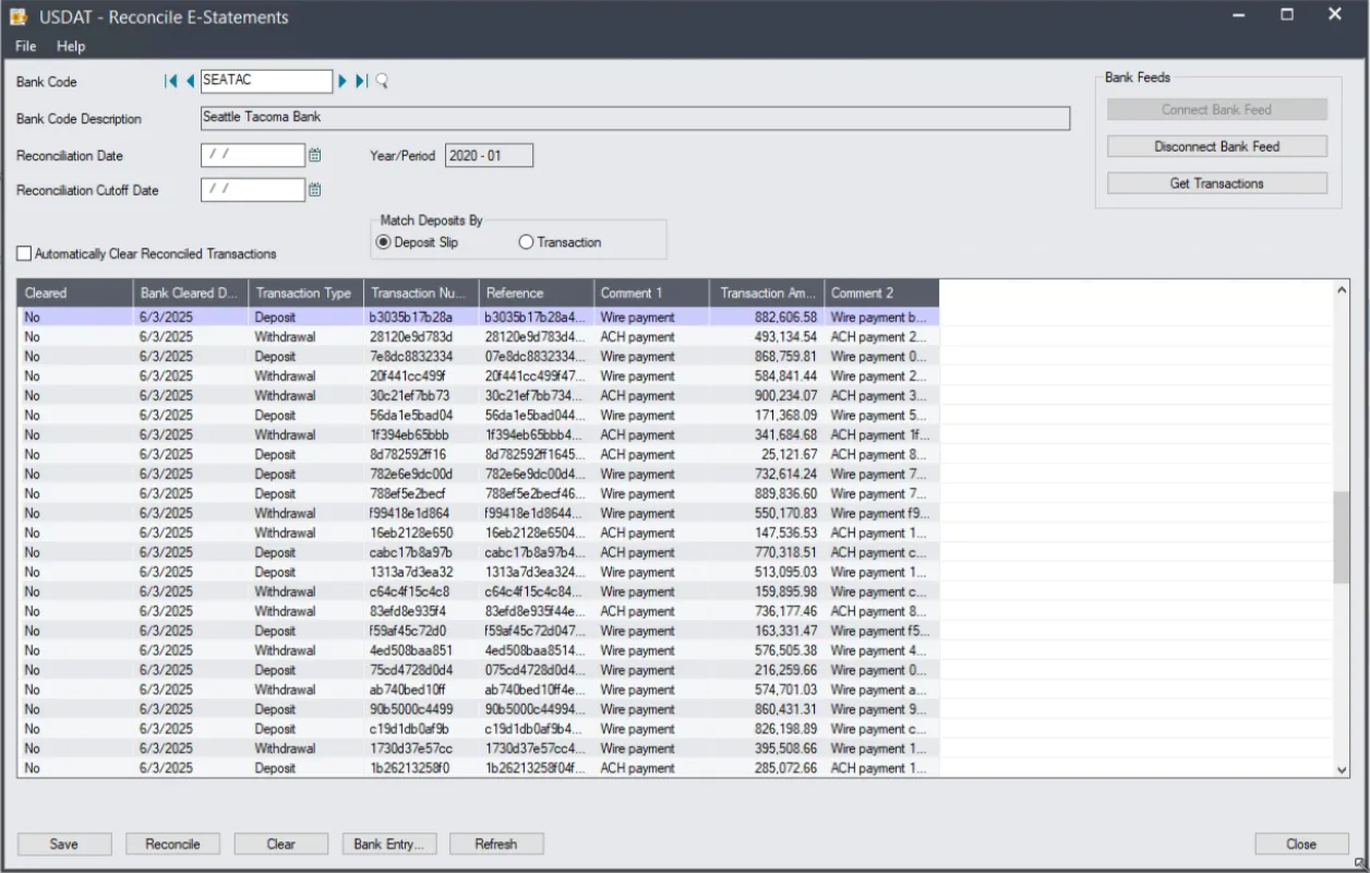 Bank Feeds Data Bank Feeds Data