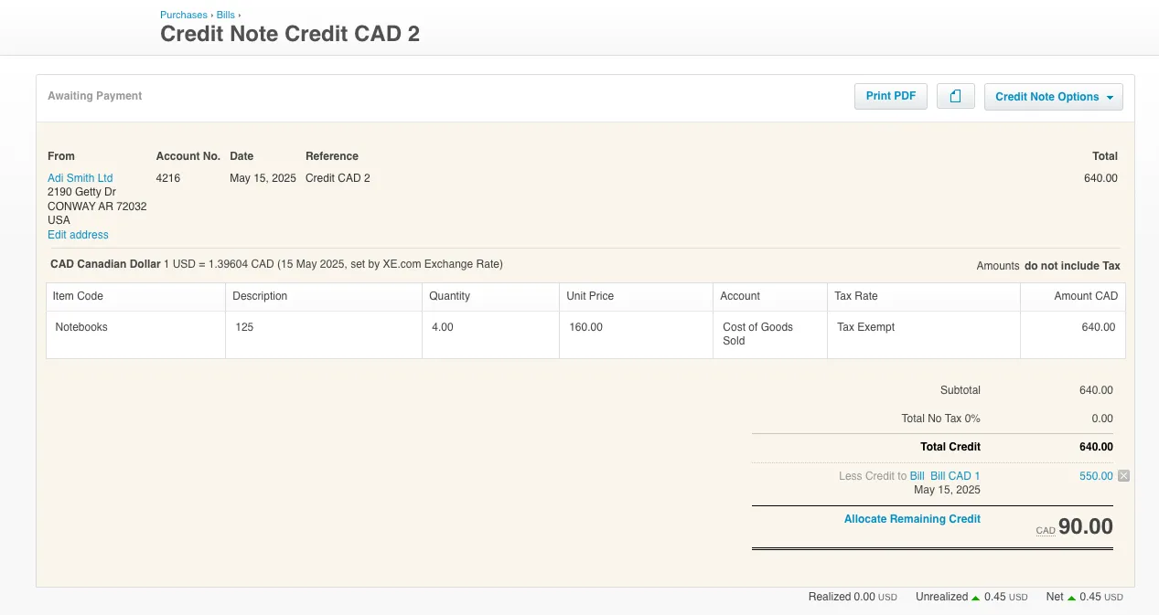 Open the Credit Note to Void Open the Credit Note to Void