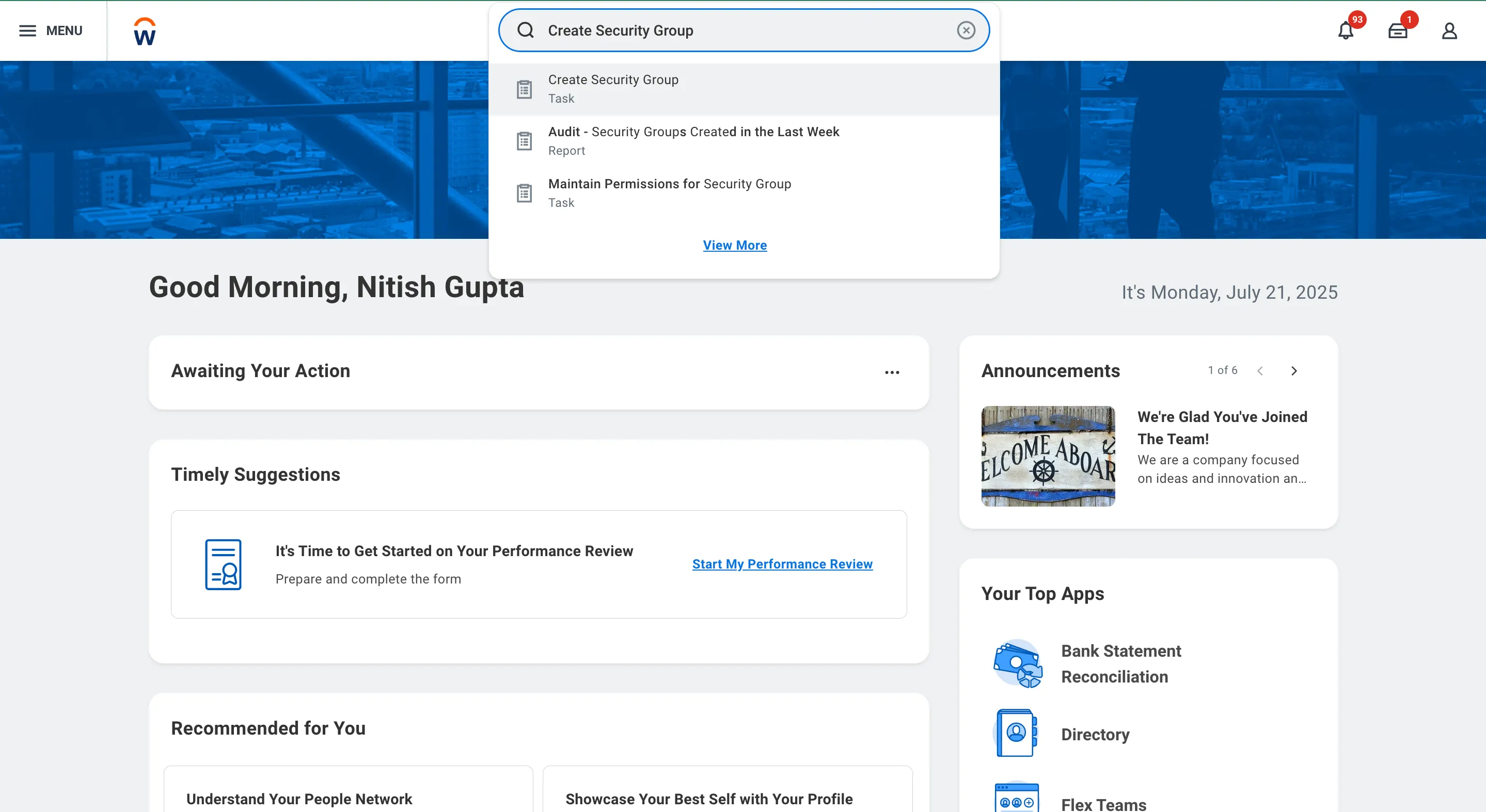 Search and Open Create Security Group Task
