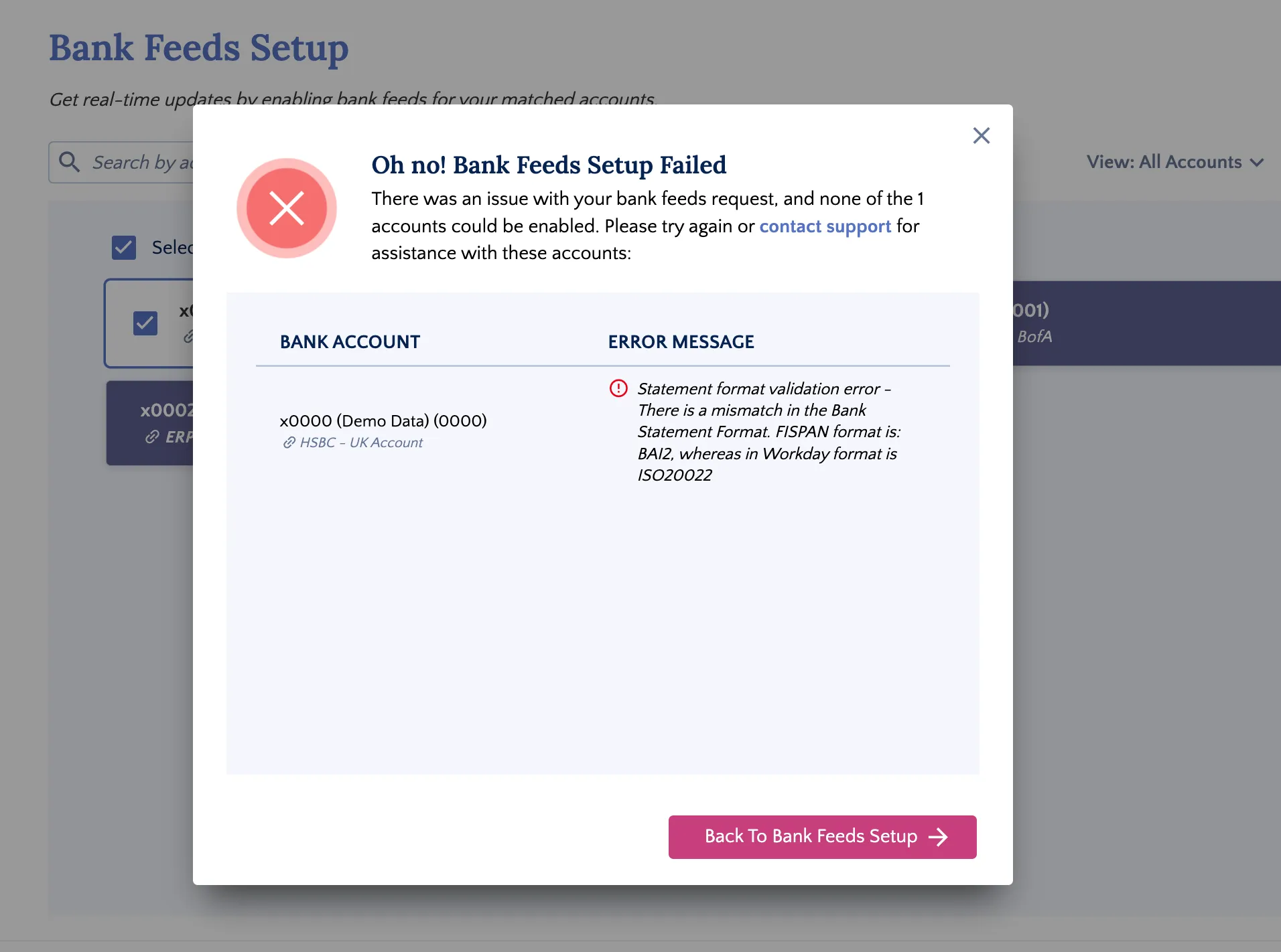 One of the Accounts Failed to Connect