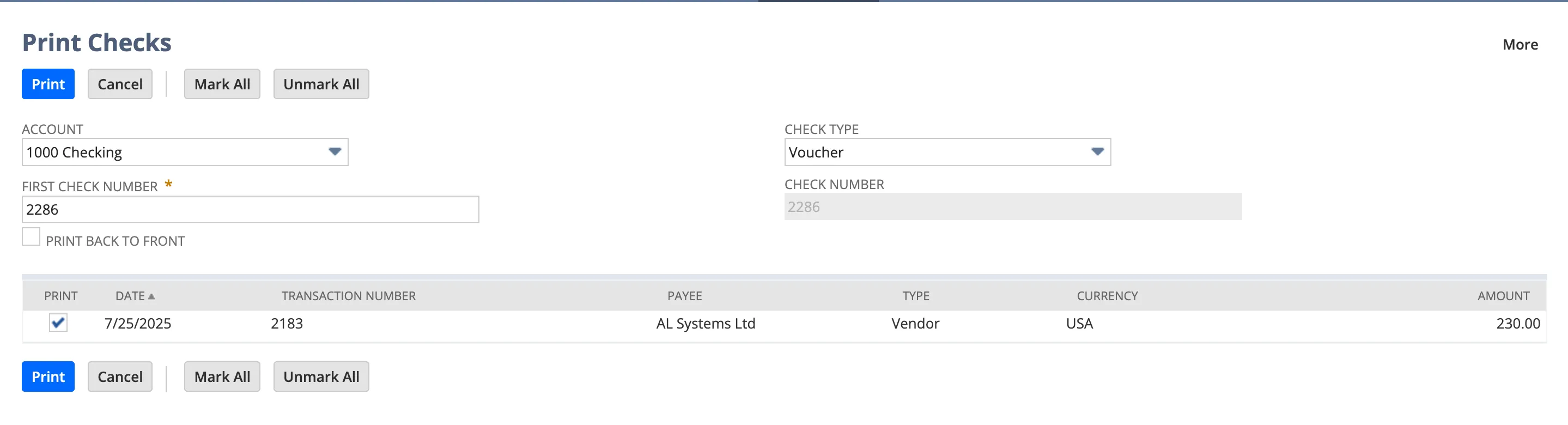 Select the Payment and Overwrite the Check # Select the Payment and Overwrite the Check #