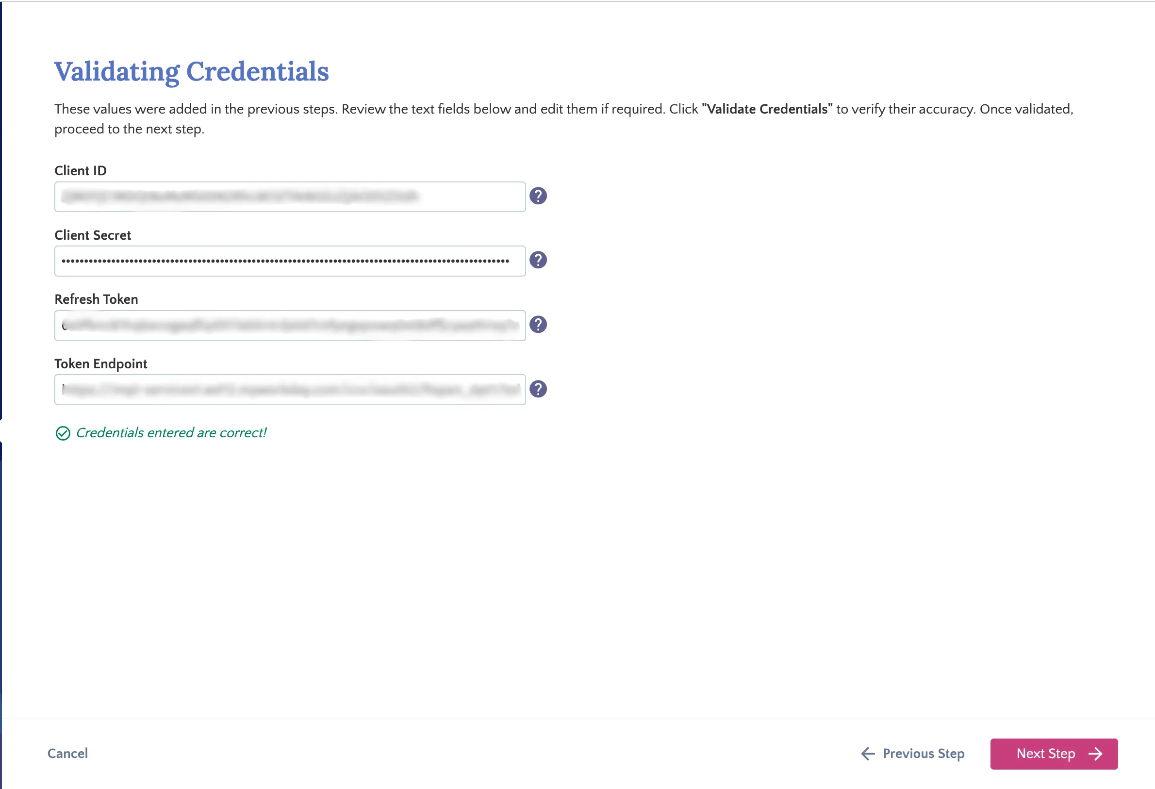 Credentials Validated Credentials Validated