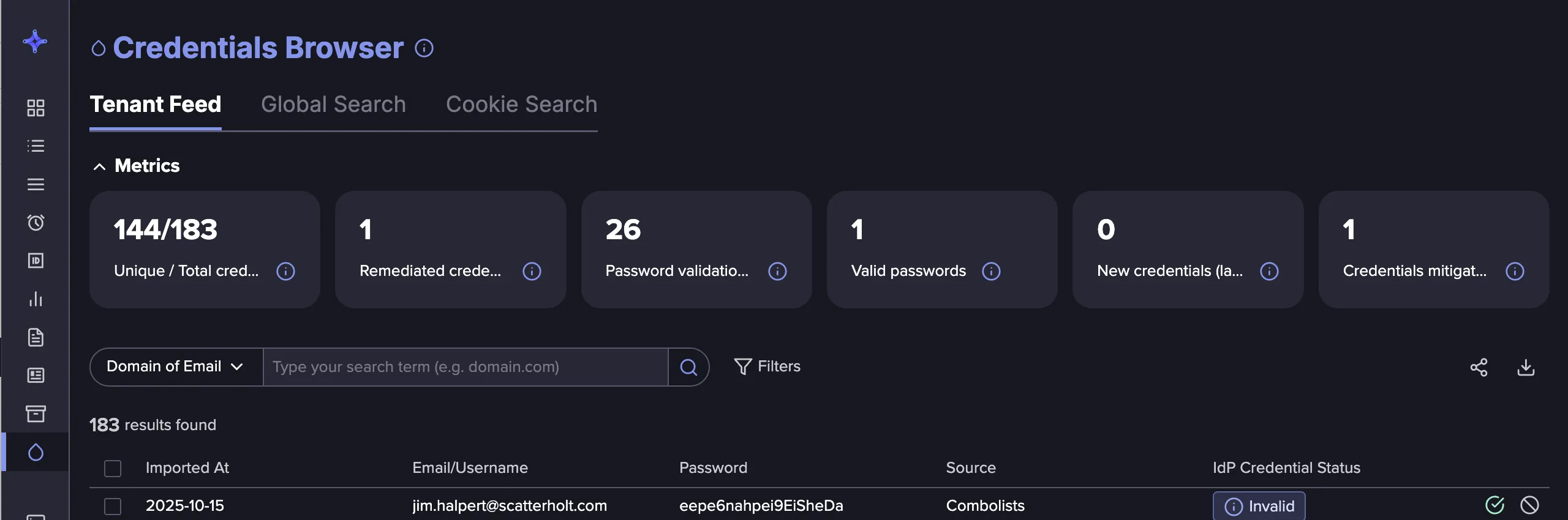 Credentials Browser Metrics Credentials Browser Metrics