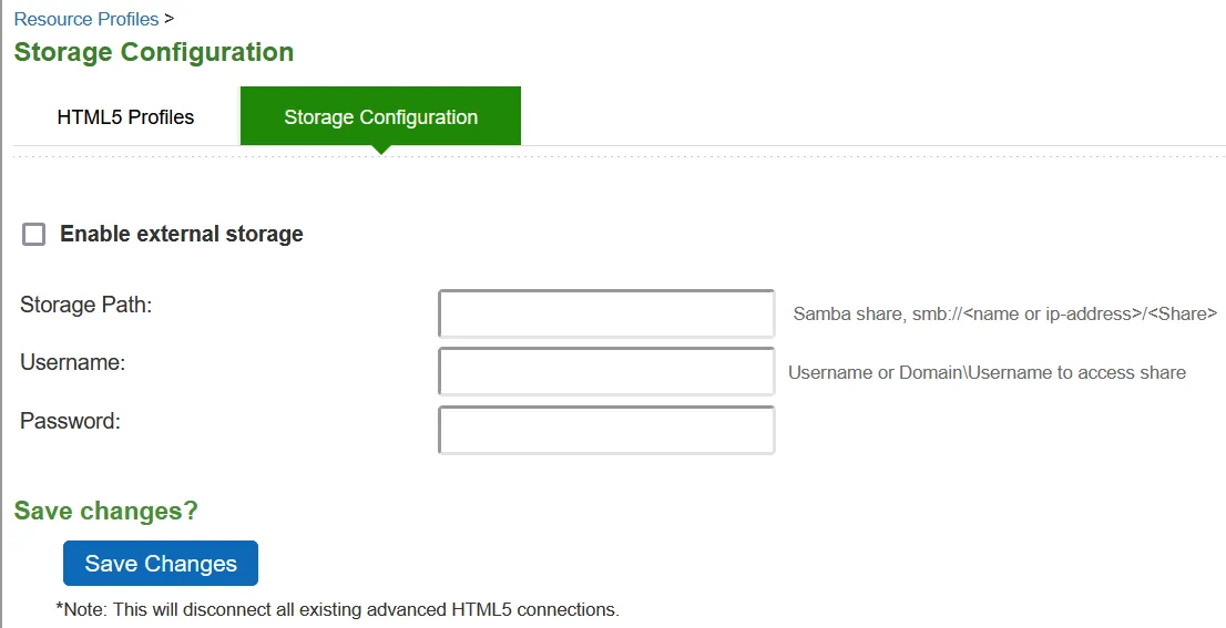 External Storage configuration External Storage configuration