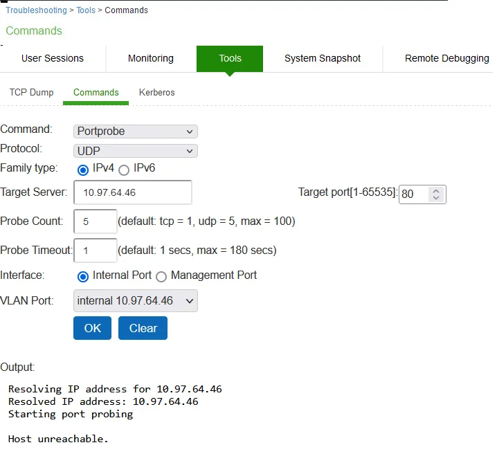 Unsuccessful UDP Port Probe Unsuccessful UDP Port Probe