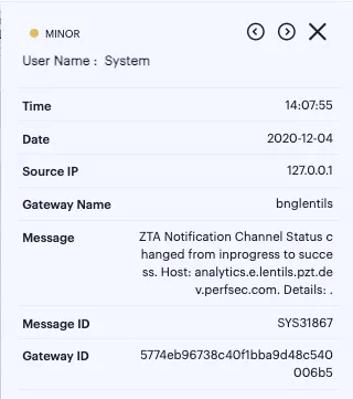 Viewing a single log entry in the info-panel
