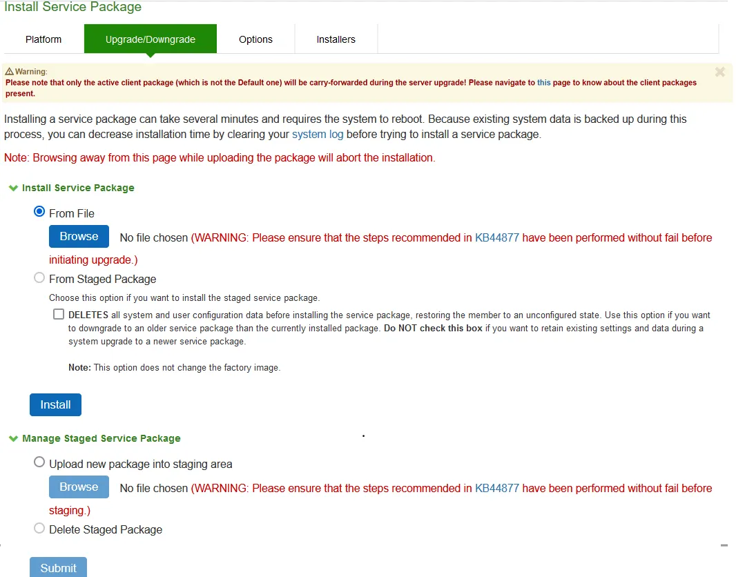 Software Upgrade Page Software Upgrade Page