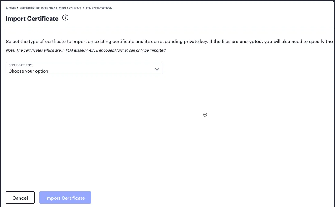 Importing a Client certificate Importing a Client certificate