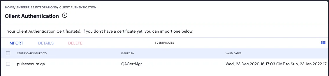 Viewing Client Authentication Certificates Viewing Client Authentication Certificates