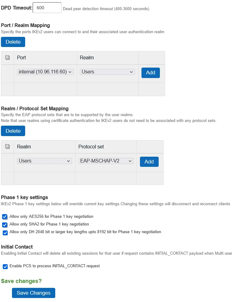 IKEv2 Configuration for EAP-TLS IKEv2 Configuration for EAP-TLS