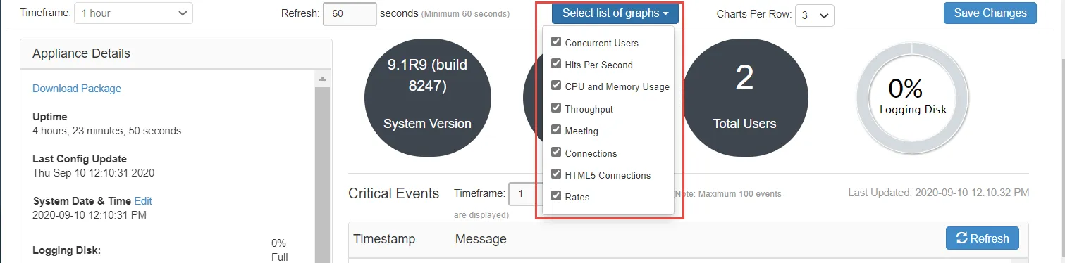 System Status Settings Configuration Page System Status Settings Configuration Page