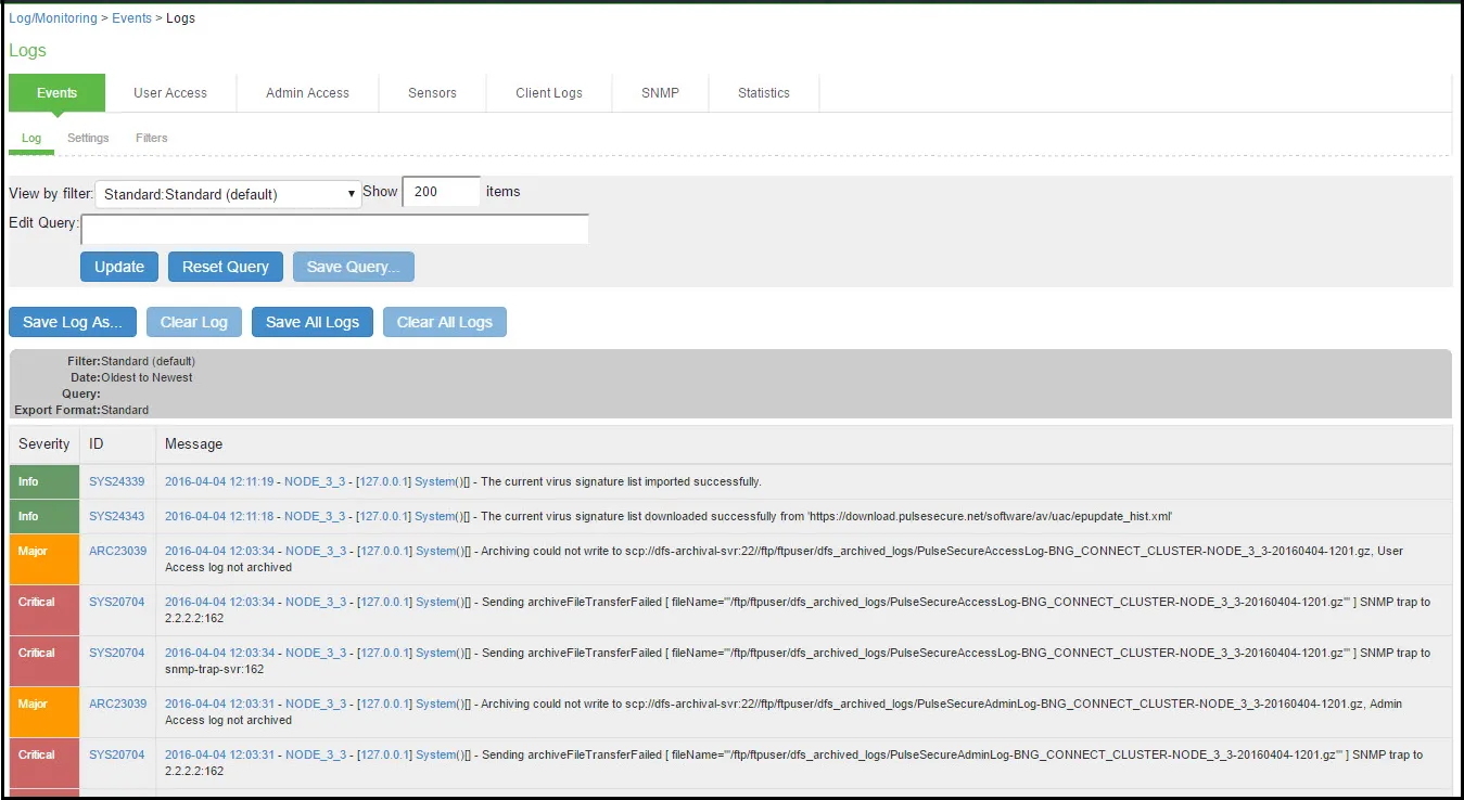 Events Logs Page Events Logs Page