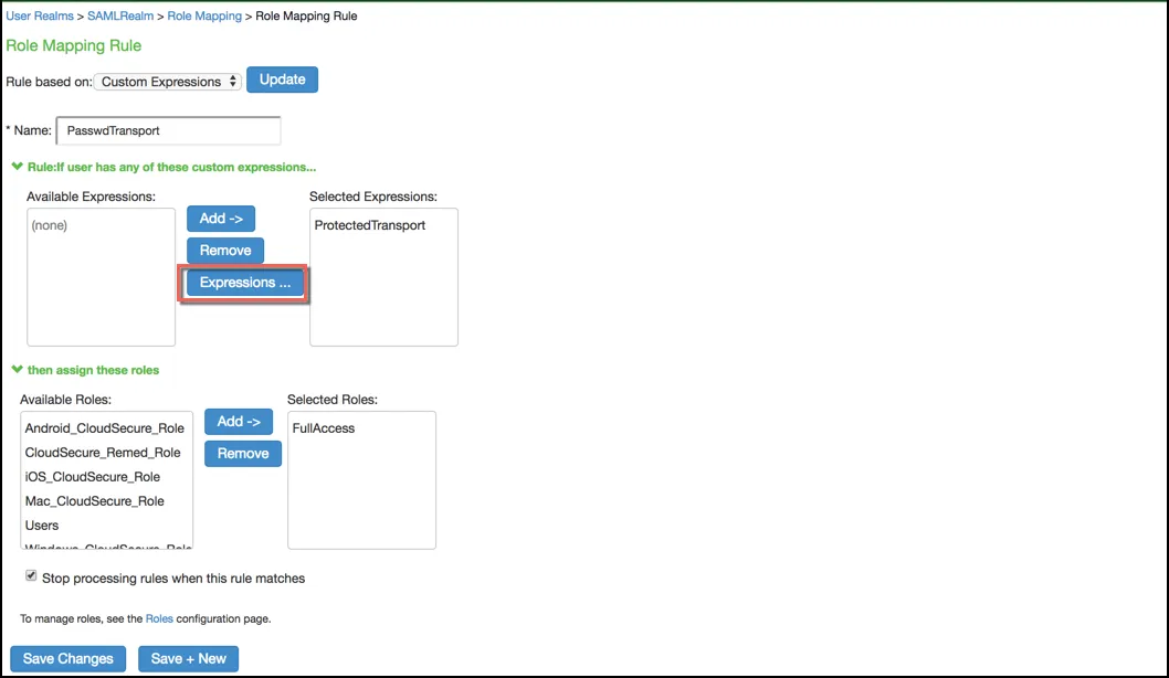 Role Mapping Rule Configuration Page Role Mapping Rule Configuration Page