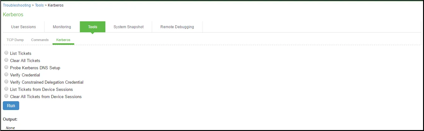 Kerberos Debugging Utility Configuration Page Kerberos Debugging Utility Configuration Page