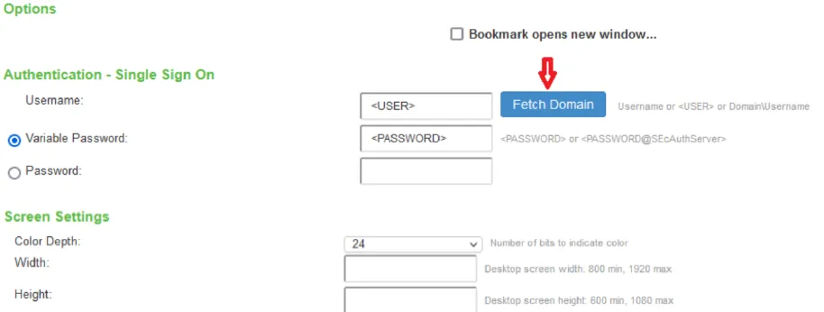 Defining SSO Options for the Remote Desktop Session Defining SSO Options for the Remote Desktop Session