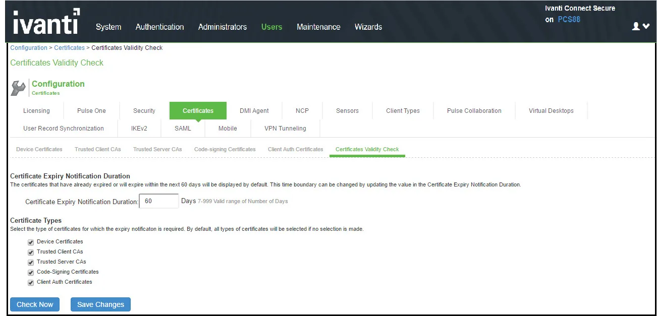 certificates validity check page