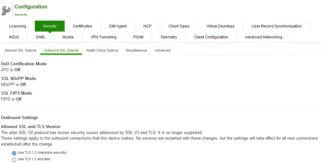 NDcPP Outbound Settings Page NDcPP Outbound Settings Page