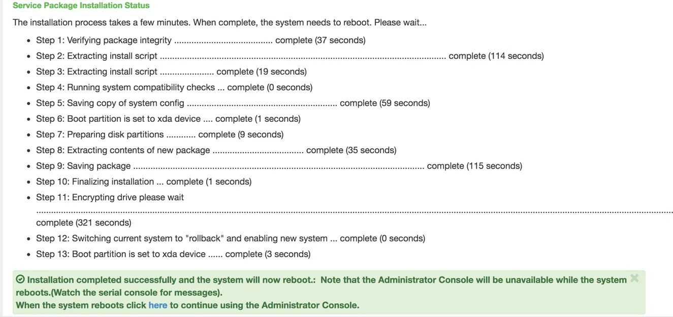 Software Upgrade Status Page Software Upgrade Status Page