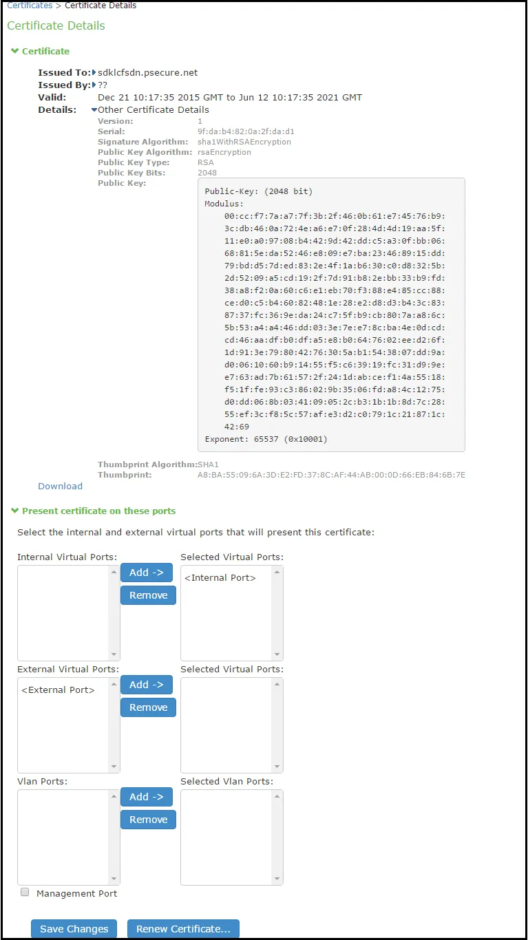 Certificate Details Page Certificate Details Page