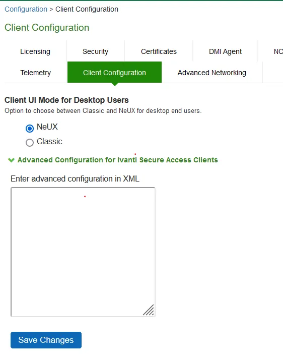 client configuration page client configuration page