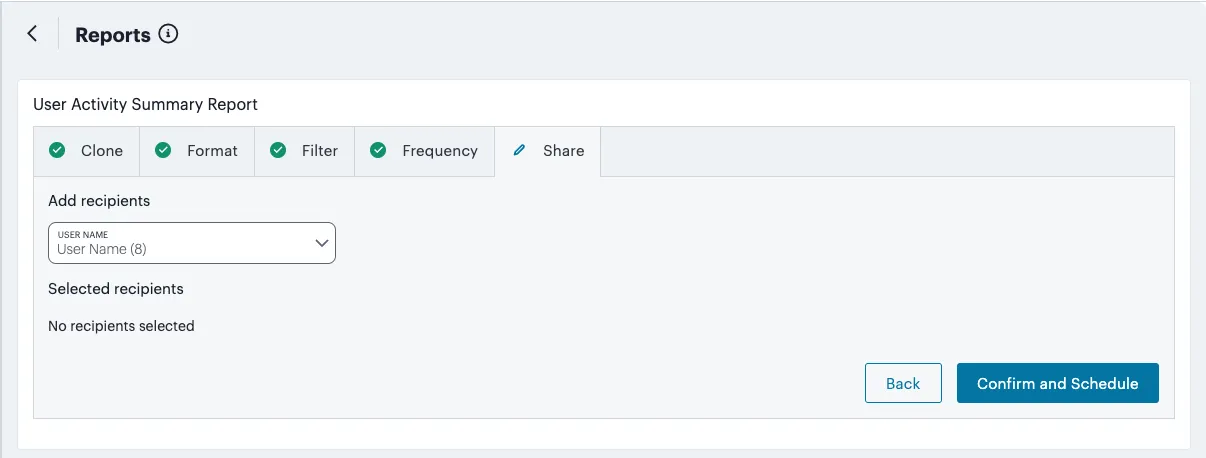 Creating a report - Share step