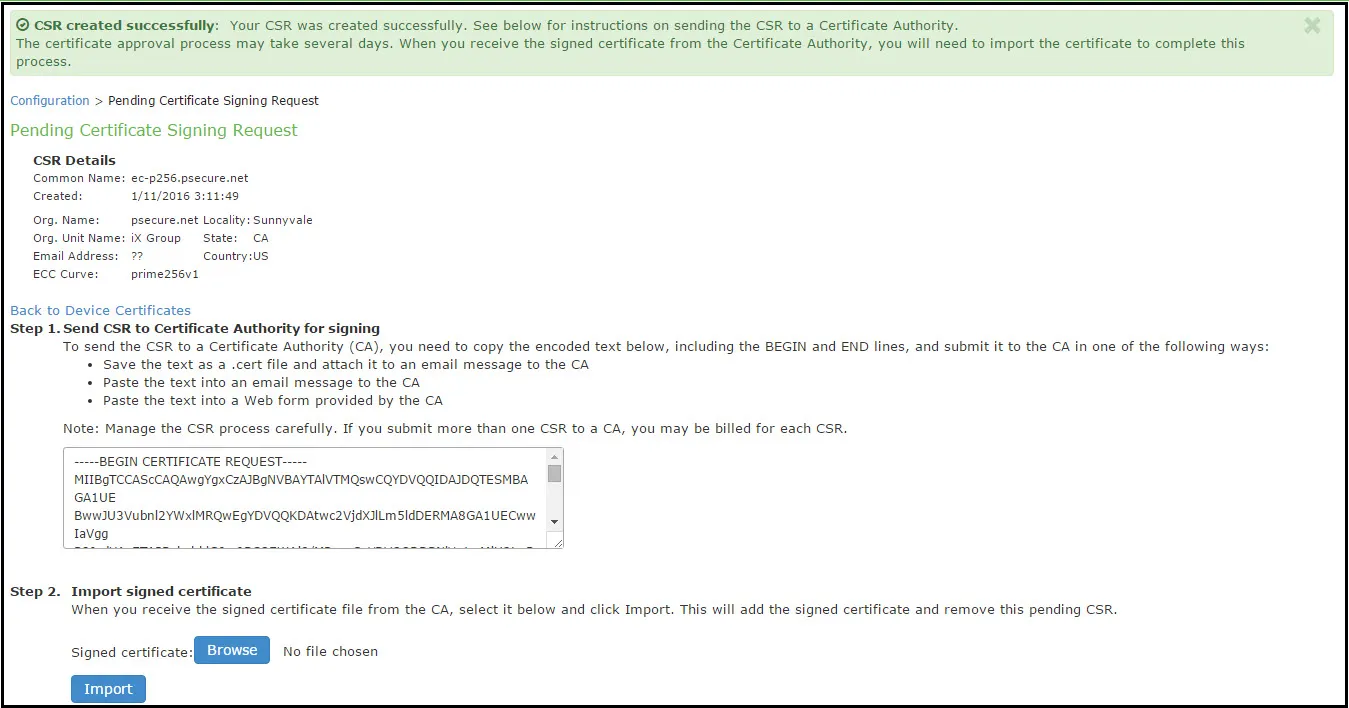 CSR Successfully Created