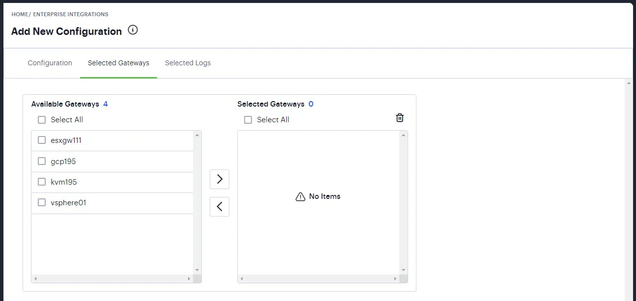 Select the gateways Select the gateways