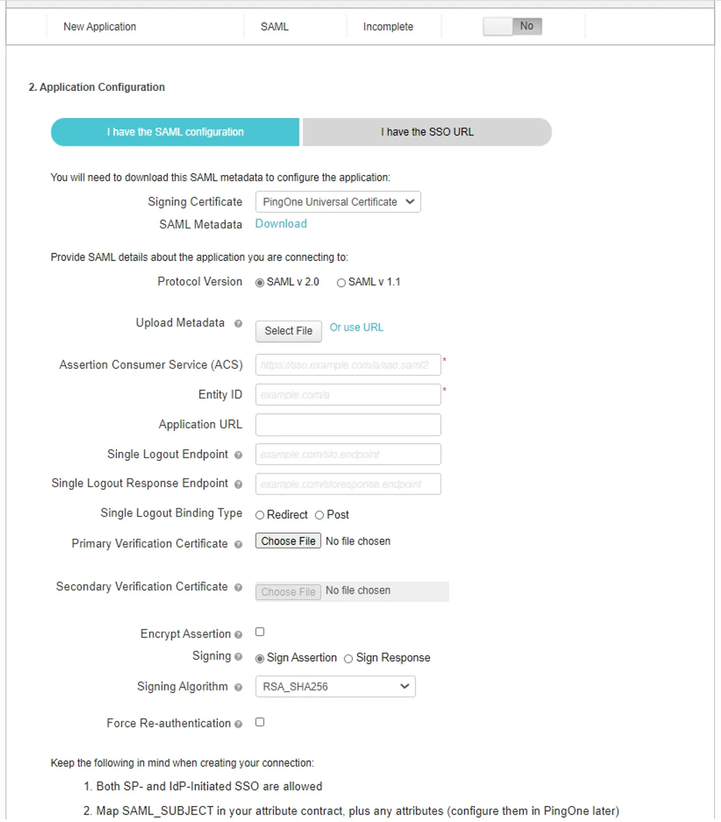 Downloading the PingID application IdP metadata file