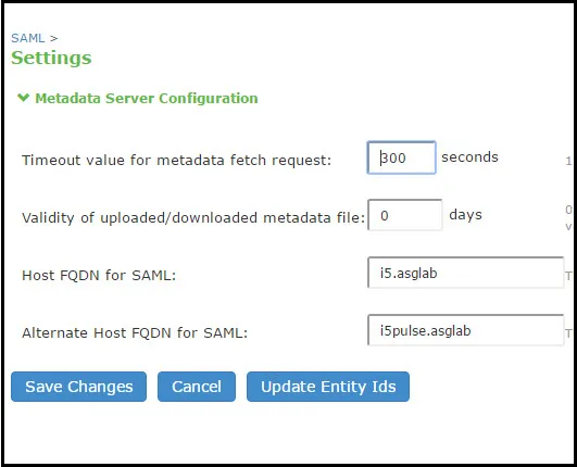SAML Global Settings SAML Global Settings