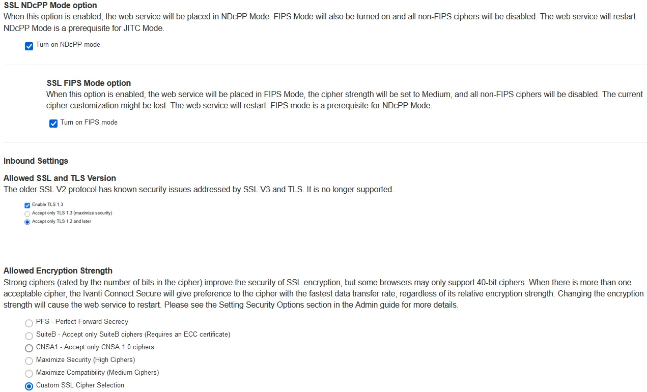 NDcPP Inbound Settings Page NDcPP Inbound Settings Page