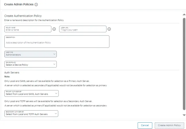 Admin Policy Admin Policy