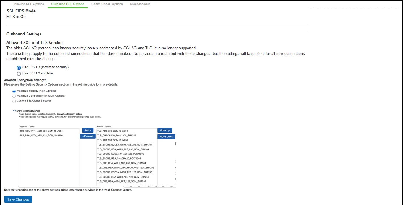 Outbound SSL Settings Outbound SSL Settings