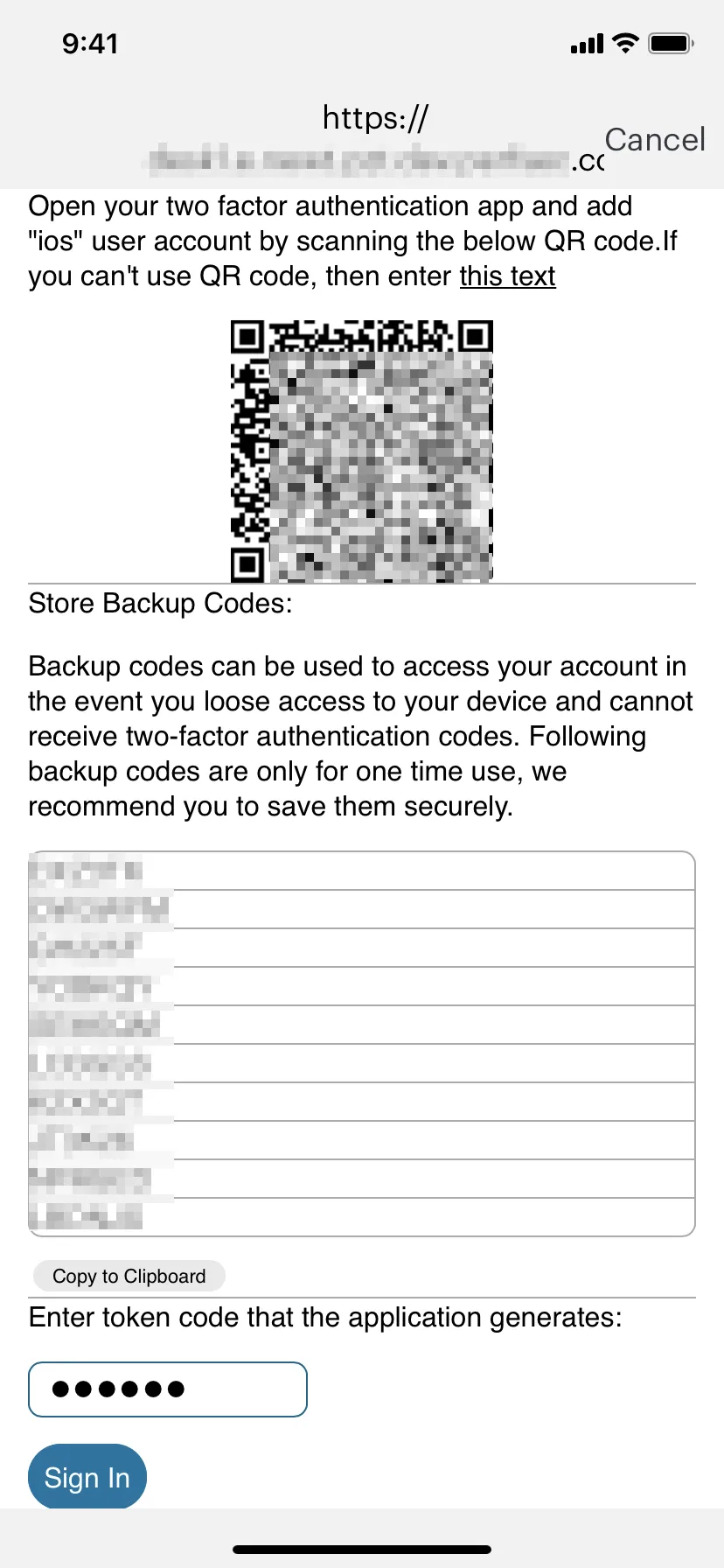 First-time sign in TOTP registration
