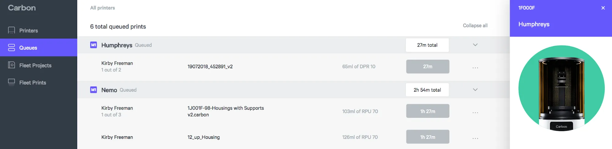 Queues page