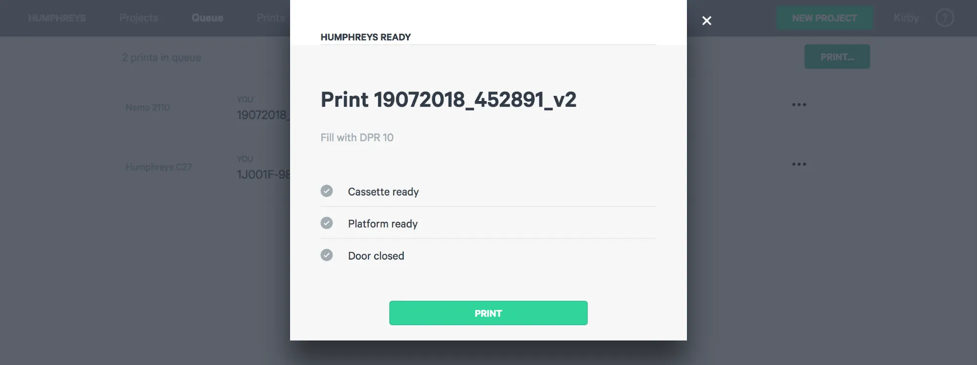 Start print at printer