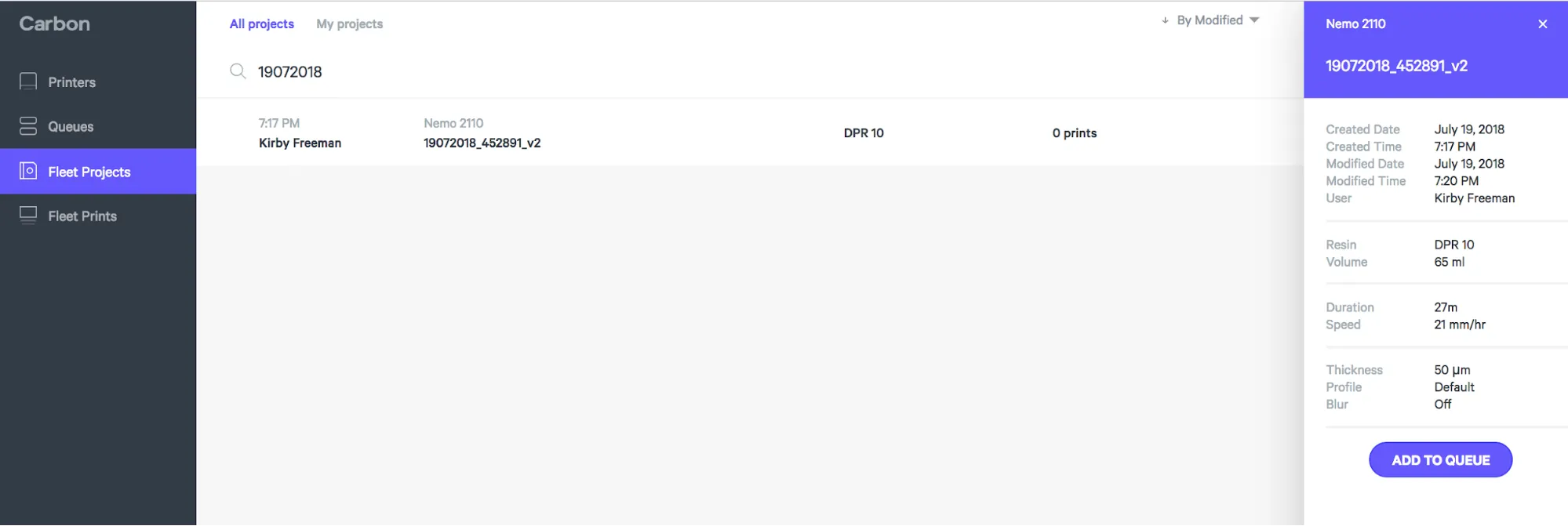 Search projects by name
