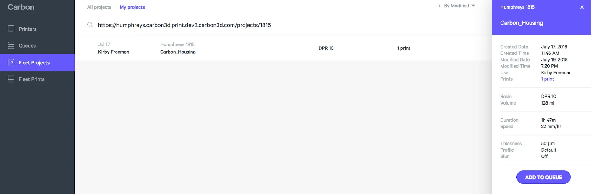 Search projects by url