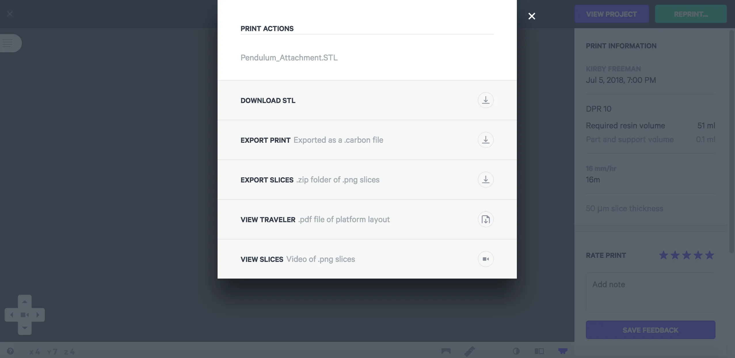 Print actions menu Print actions menu