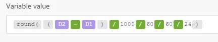 Calculate days between d