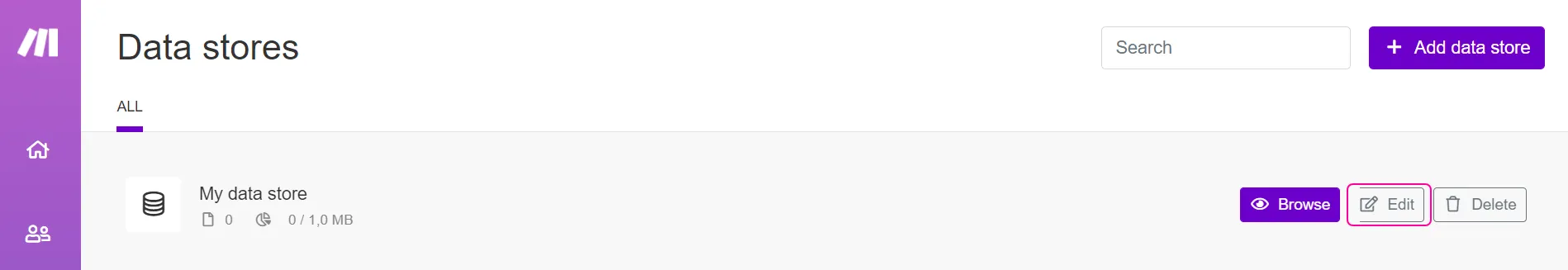 Edit a data store