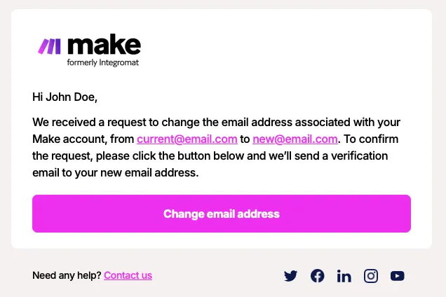 Change your email step 5