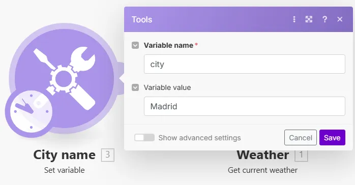 Set city variable