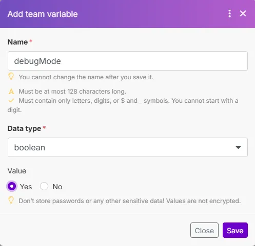 custom variable